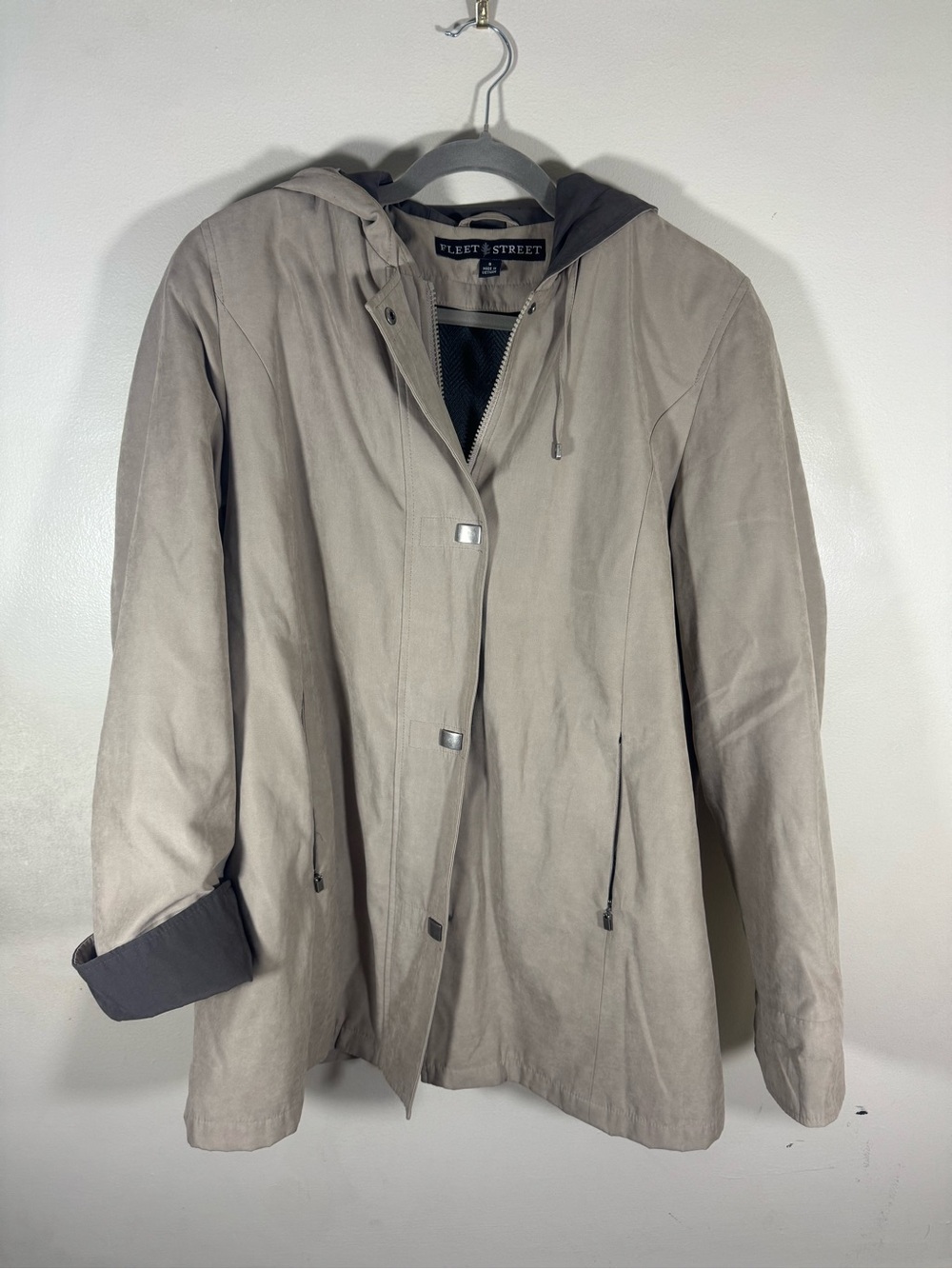 Fleet Street Women's Taupe Hooded Trench Coat - Lightweight Hooded Design